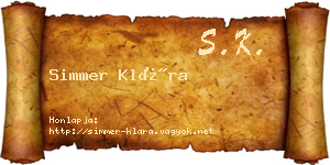 Simmer Klára névjegykártya